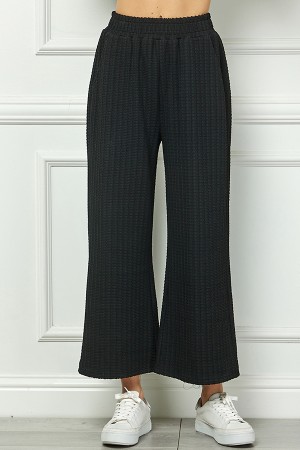 WP7207<br/>PLUS TEXTURED CROPPED WIDE PANTS