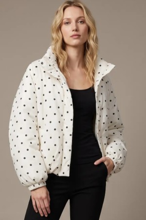 T4474<br/>Ultra-Soft Polka Dot Bubble Puffer Jacket